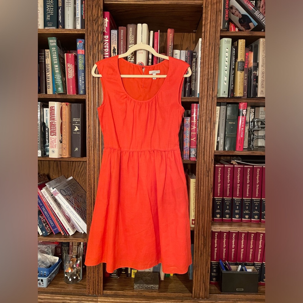 J. Crew Vibrant Orange Linen Dress
